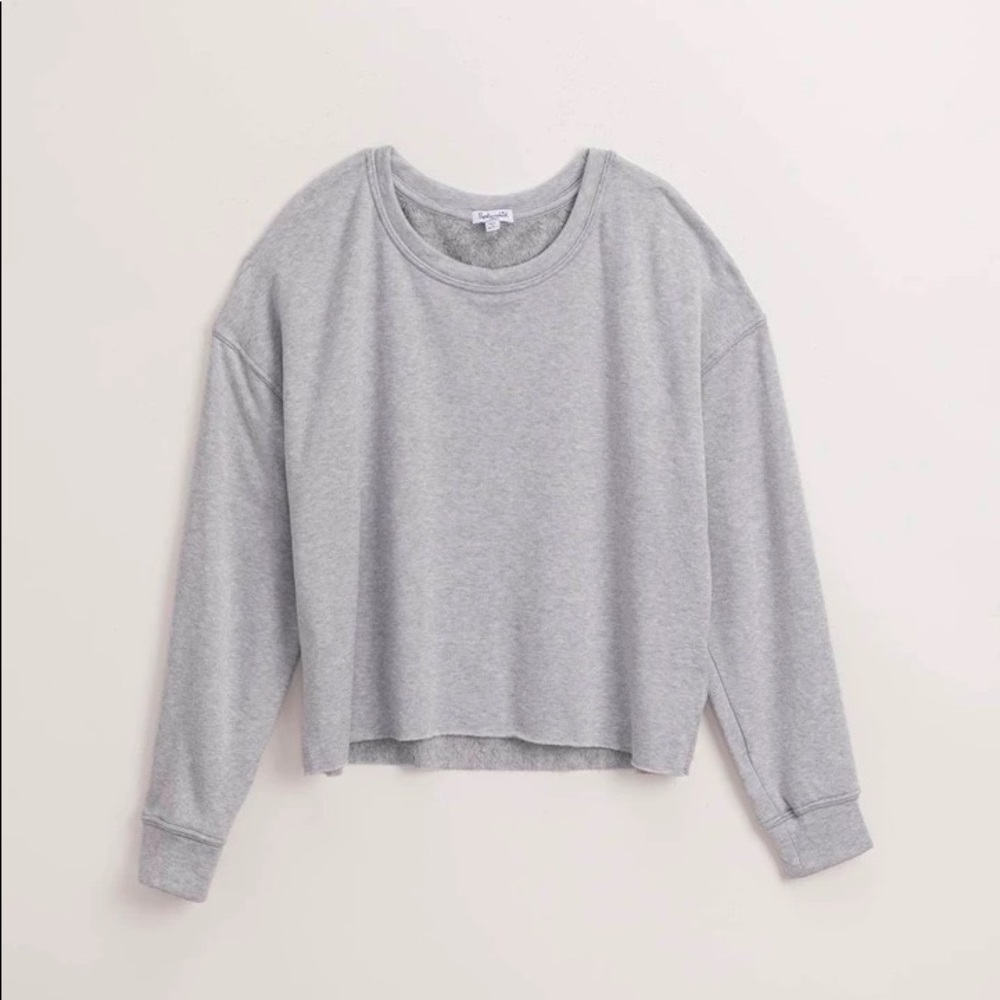 Splendid Raw Edge Lightweight Pullover Cropped Sw… - image 1